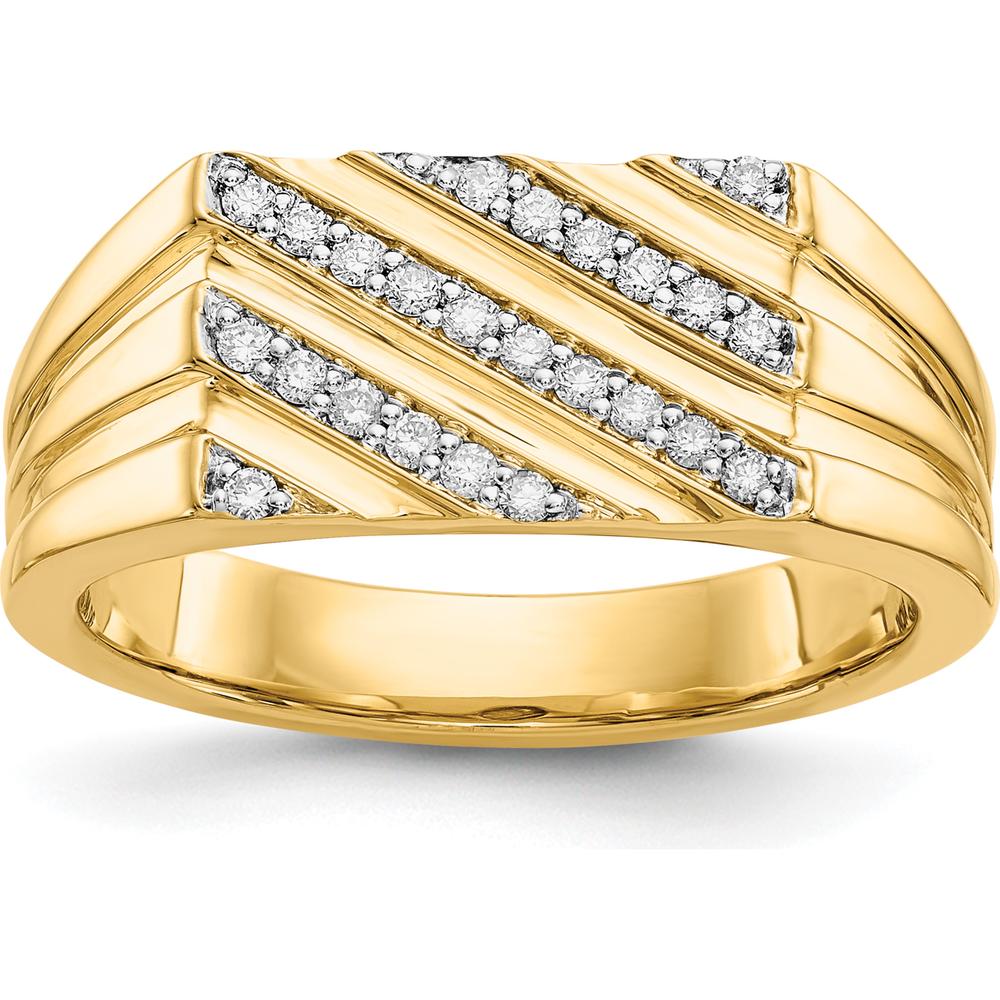 14K Yellow Gold Men's Ring with 22 Round Diamonds - 0.24 Carat Total Diamond Weight by 0