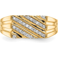 14K Yellow Gold Men's Ring with 22 Round Diamonds - 0.24 Carat Total Diamond Weight by 0