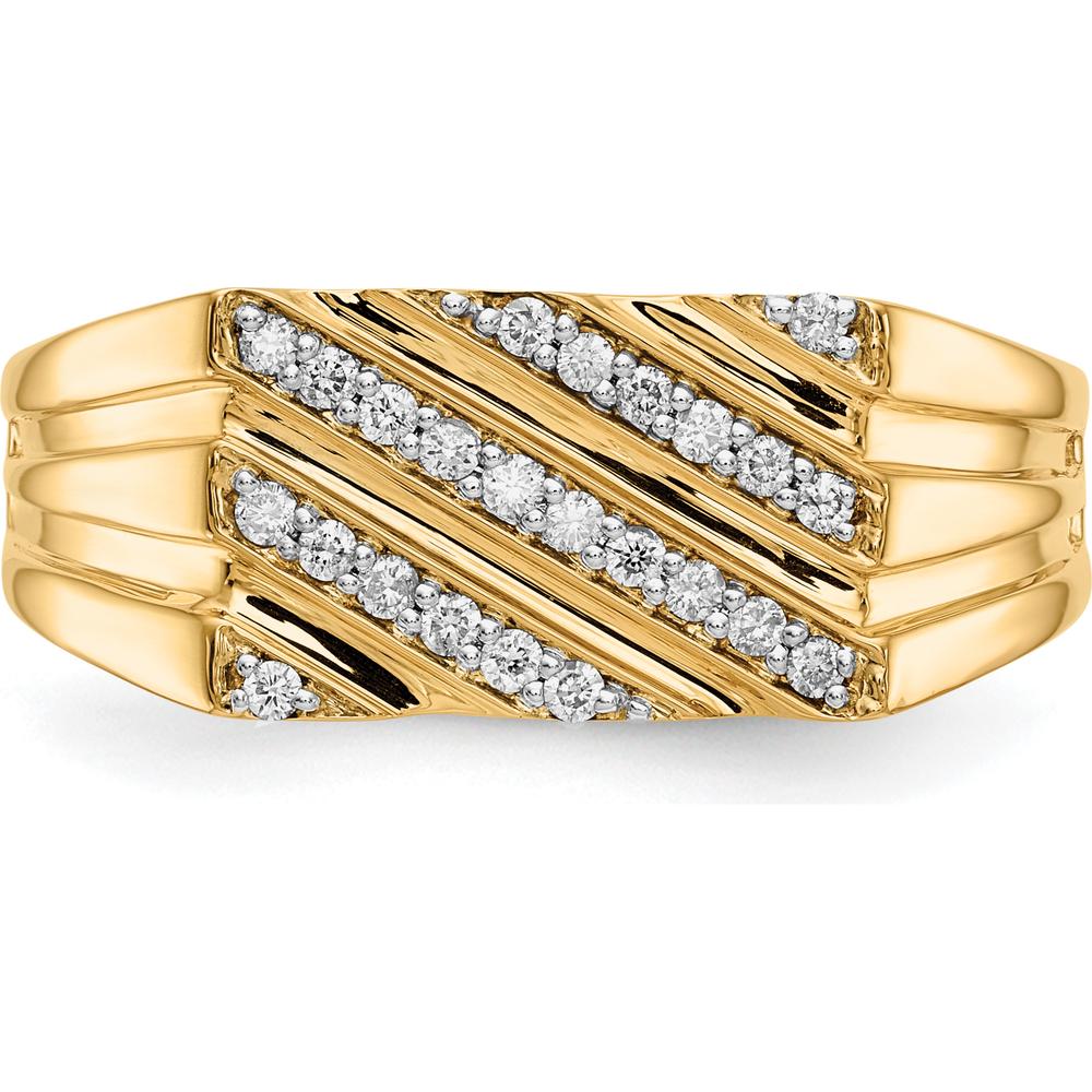 14K Yellow Gold Men's Ring with 22 Round Diamonds - 0.24 Carat Total Diamond Weight by 0