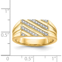 14K Yellow Gold Men's Ring with 22 Round Diamonds - 0.24 Carat Total Diamond Weight by 0
