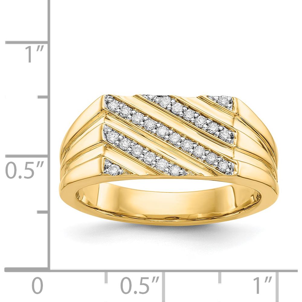 14K Yellow Gold Men's Ring with 22 Round Diamonds - 0.24 Carat Total Diamond Weight by 0