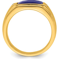 14K Yellow Gold Men's Ring with 3.8 Carat Lab Created Sapphire and 0.01 Carat Diamonds by 0