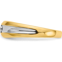 14K Yellow Gold Men's Ring with 3 Round Diamonds and Rhodium Accents - 0.045 Carat Total Diamond Weight by 0
