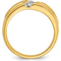 14K Yellow Gold Men's Ring with 3 Round Faceted Diamonds - 1/4 Carats Total Diamond Weight by IBGoodman