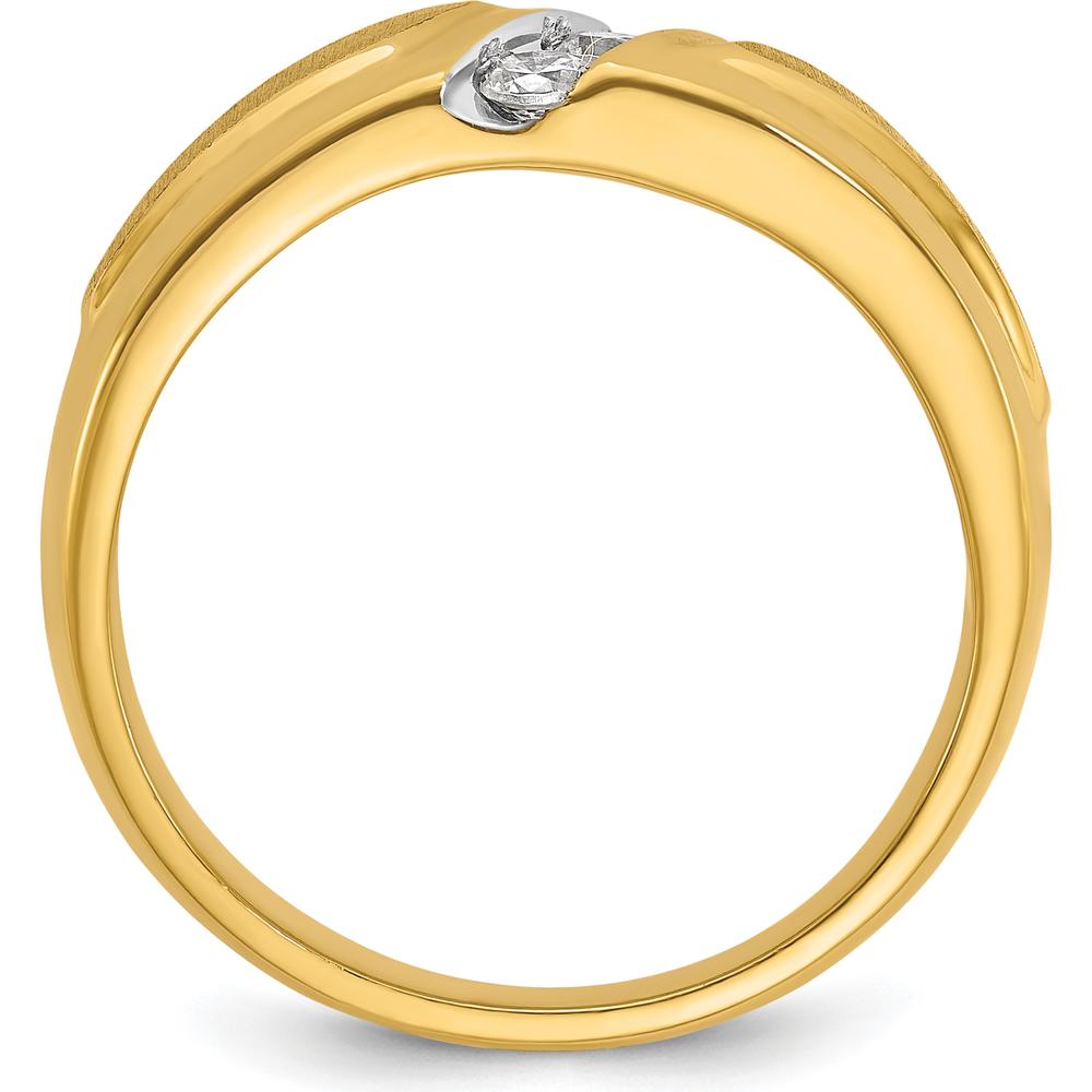 14K Yellow Gold Men's Ring with 3 Round Faceted Diamonds - 1/4 Carats Total Diamond Weight by IBGoodman