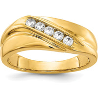14K Yellow Gold Men's Ring with 5 Round Diamonds - 0.325 Carat Total Diamond Weight by 0