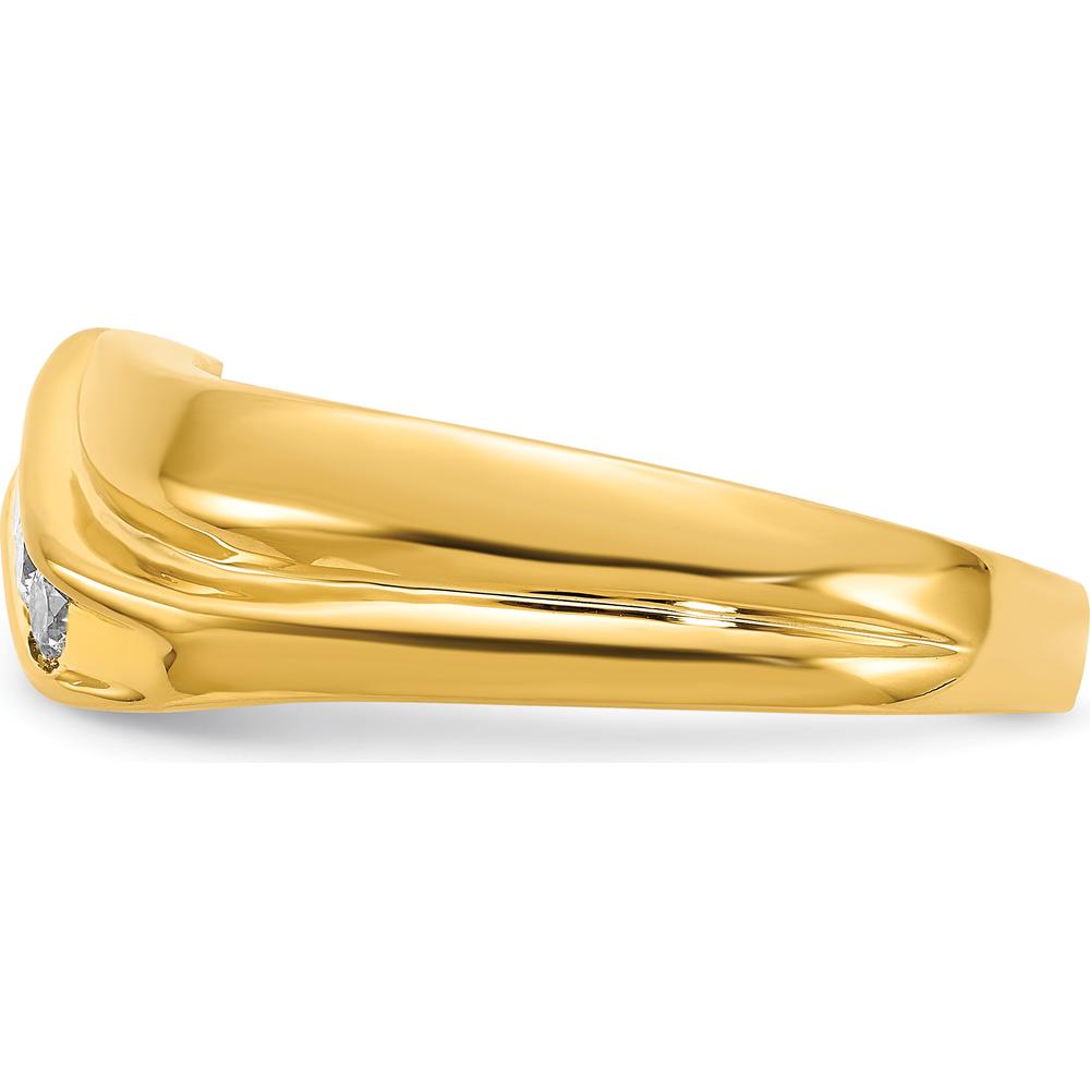 14K Yellow Gold Men's Ring with 5 Round Diamonds - 0.325 Carat Total Diamond Weight by 0
