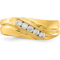 14K Yellow Gold Men's Ring with 5 Round Diamonds - 0.325 Carat Total Diamond Weight by 0