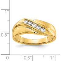 14K Yellow Gold Men's Ring with 5 Round Diamonds - 0.325 Carat Total Diamond Weight by 0