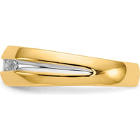 14K Yellow Gold Men's Ring with 5 Square-Cut Diamonds and Rhodium Accent - 0.05 Carat Total Diamond Weight by 0
