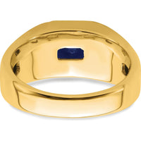 14K Yellow Gold Men's Ring with 8mm Lab-Created Square Sapphire and Round Diamonds - 2.52 Carat Total Gemstone Weight by 0