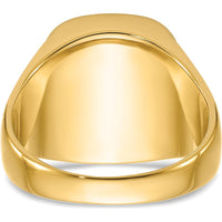 14K Yellow Gold Men's Ring with Black Onyx and Masonic Symbol - Cushion Cut Onyx 16x14mm by Monteluci Fine Jewelry