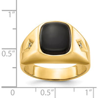14K Yellow Gold Men's Ring with Black Onyx and Round Diamonds by Monteluci Fine Jewelry