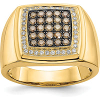 14K Yellow Gold Men's Ring with Champagne and White Diamonds - 0.75 Carat Total Diamond Weight by 0