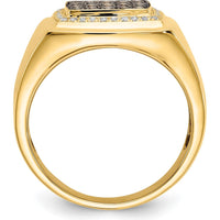 14K Yellow Gold Men's Ring with Champagne and White Diamonds - 0.75 Carat Total Diamond Weight by 0
