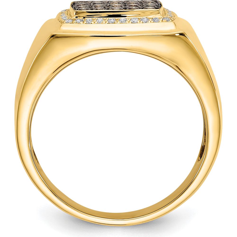 14K Yellow Gold Men's Ring with Champagne and White Diamonds - 0.75 Carat Total Diamond Weight by 0