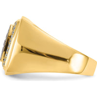 14K Yellow Gold Men's Ring with Champagne and White Diamonds - 0.75 Carat Total Diamond Weight by 0