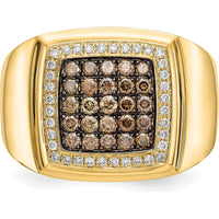 14K Yellow Gold Men's Ring with Champagne and White Diamonds - 0.75 Carat Total Diamond Weight by 0