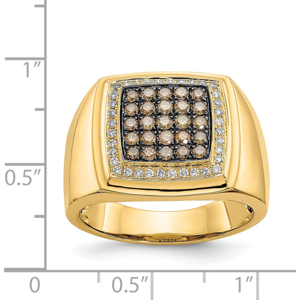 14K Yellow Gold Men's Ring with Champagne and White Diamonds - 0.75 Carat Total Diamond Weight by 0