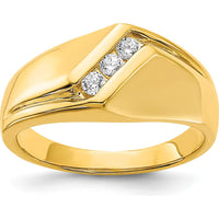 14K Yellow Gold Men's Ring with Channel Set Round Diamonds - 0.068 Carat Total Diamond Weight by 0