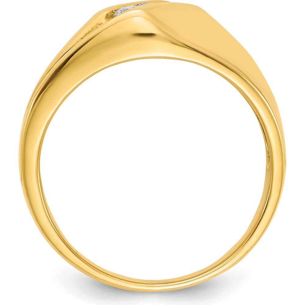 14K Yellow Gold Men's Ring with Channel Set Round Diamonds - 0.068 Carat Total Diamond Weight by 0