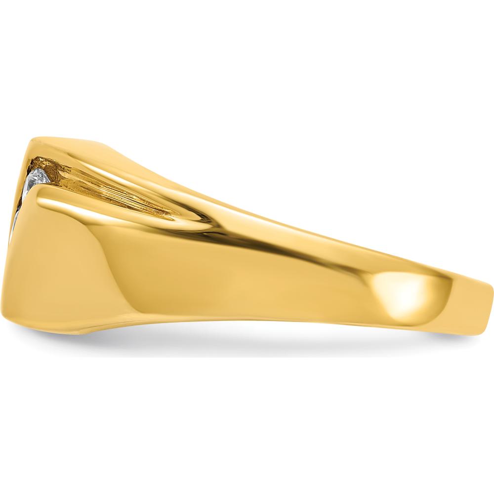 14K Yellow Gold Men's Ring with Channel Set Round Diamonds - 0.068 Carat Total Diamond Weight by 0