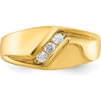 14K Yellow Gold Men's Ring with Channel Set Round Diamonds - 0.068 Carat Total Diamond Weight by 0