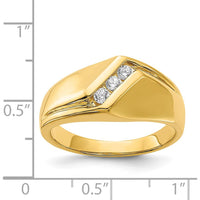 14K Yellow Gold Men's Ring with Channel Set Round Diamonds - 0.068 Carat Total Diamond Weight by 0