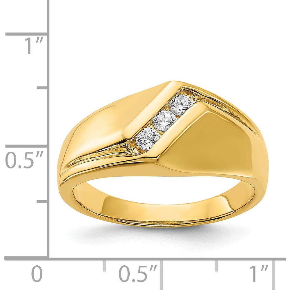 14K Yellow Gold Men's Ring with Channel Set Round Diamonds - 0.068 Carat Total Diamond Weight by 0