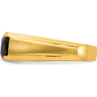 14K Yellow Gold Men's Ring with Cushion-Cut Onyx and Round Diamonds - 0.06 Carat Total Diamond Weight by 0