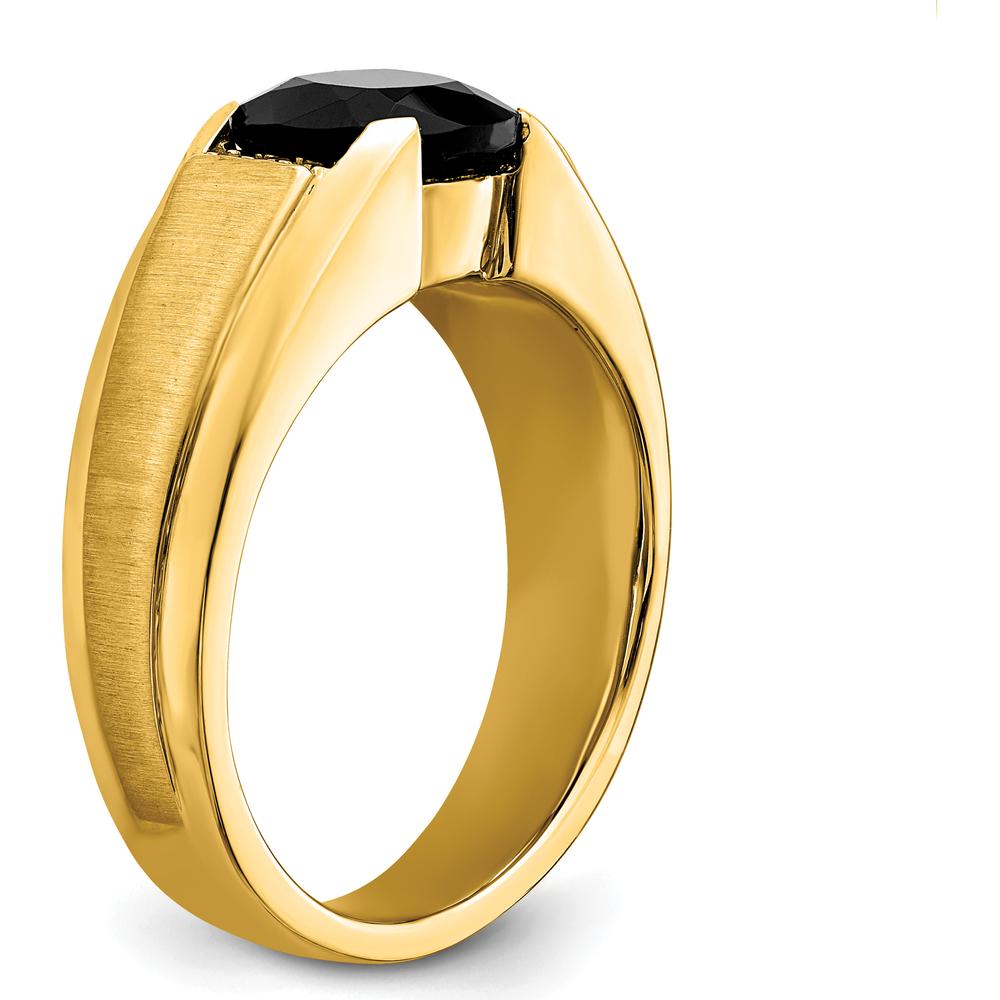 14K Yellow Gold Men's Ring with Cushion-Cut Onyx and Round Diamonds - 0.06 Carat Total Diamond Weight by 0