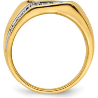 14K Yellow Gold Men's Ring with Cushion-Cut Onyx and Round Diamonds - 0.12 Carat Total Diamond Weight by 0