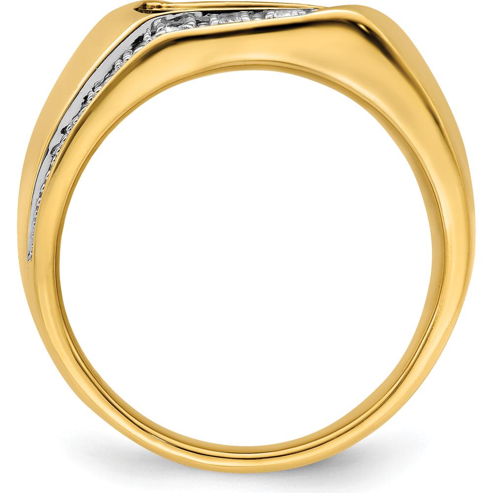 14K Yellow Gold Men's Ring with Cushion-Cut Onyx and Round Diamonds - 0.12 Carat Total Diamond Weight by 0