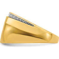 14K Yellow Gold Men's Ring with Cushion-Cut Onyx and Round Diamonds - 0.12 Carat Total Diamond Weight by 0