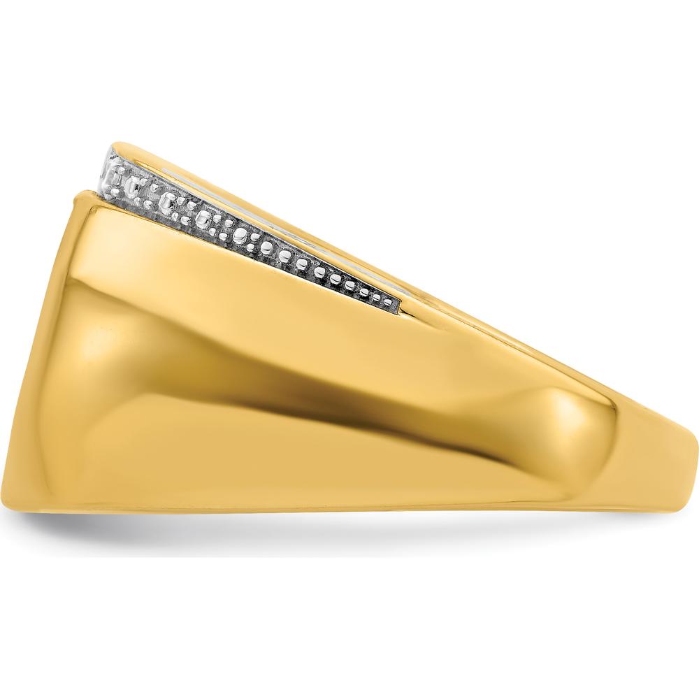 14K Yellow Gold Men's Ring with Cushion-Cut Onyx and Round Diamonds - 0.12 Carat Total Diamond Weight by 0