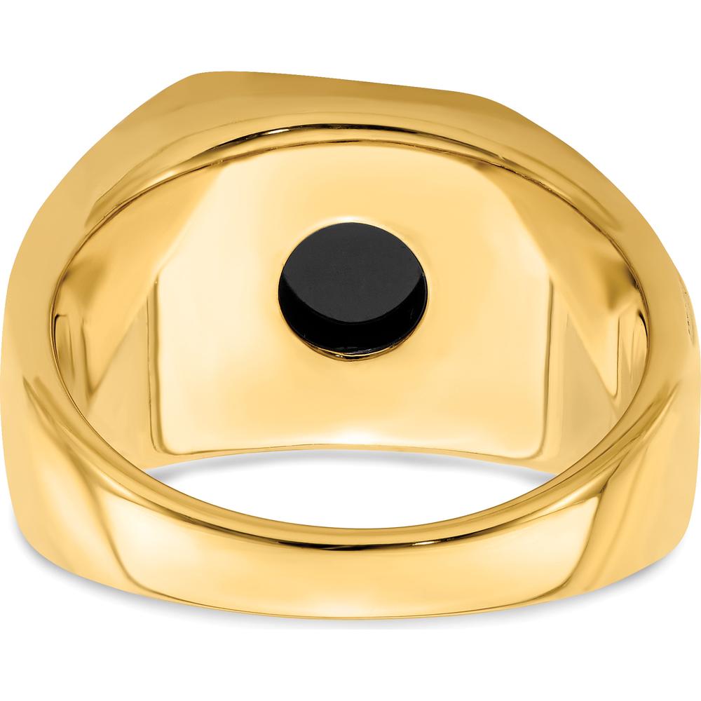 14K Yellow Gold Men's Ring with Cushion-Cut Onyx and Round Diamonds - 0.12 Carat Total Diamond Weight by 0