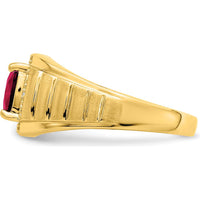 14K Yellow Gold Men's Ring with Cushion Lab-Created Ruby and Round Diamonds - 2.5 Carat Total Ruby Weight by 0