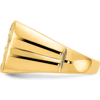 14K Yellow Gold Men's Ring with Eagle Design and Round Diamond Accents - 0.01 Carat Total Diamond Weight by IBGoodman