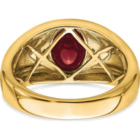 14K Yellow Gold Men's Ring with Lab-Created Ruby (3.27ct) and Round Diamonds (0.01ct) by 0