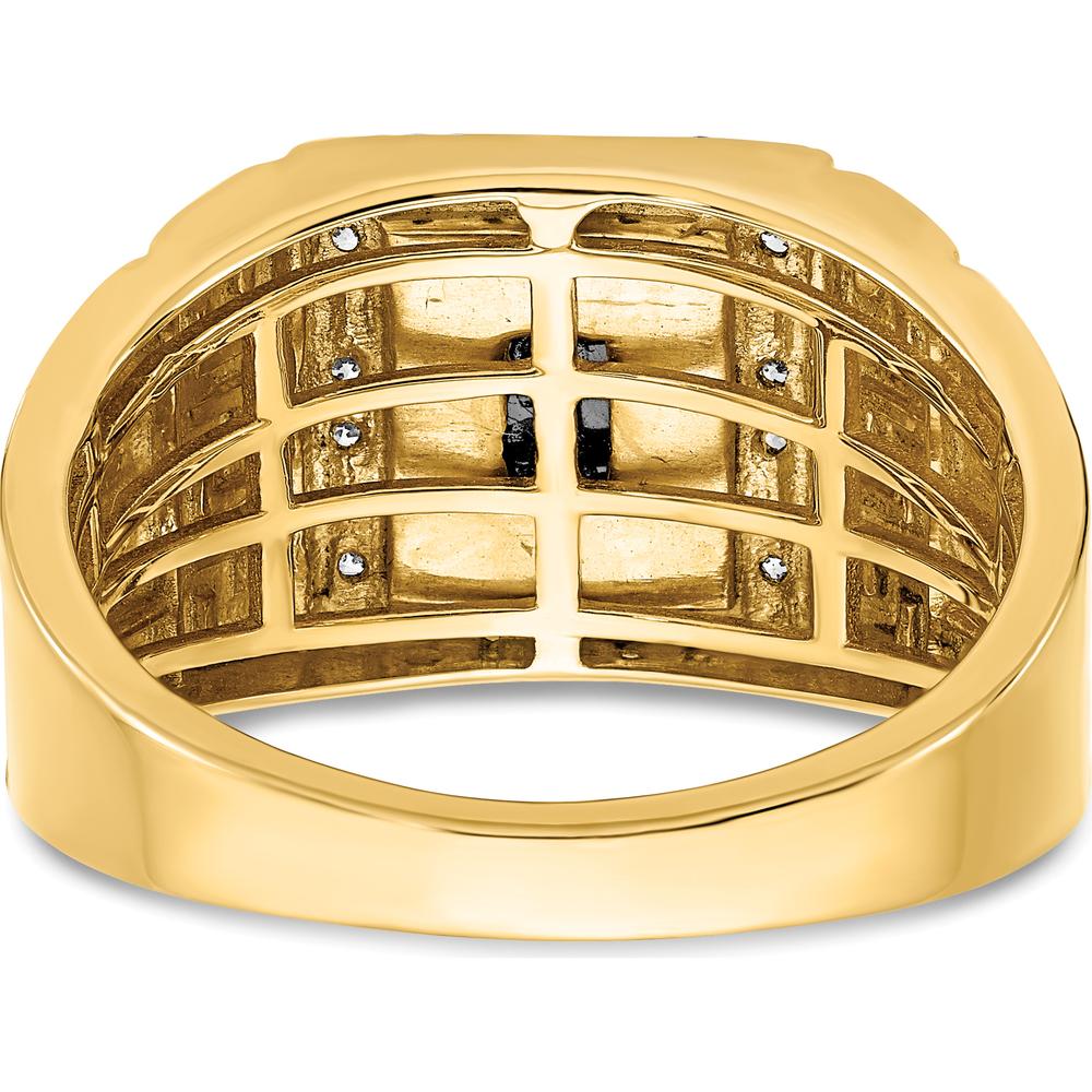 14K Yellow Gold Men's Ring with Onyx Center and Diamond Halo - 1.475 Carat Onyx, 0.012 Carat Total Diamond Weight by 0