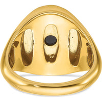 14K Yellow Gold Men's Ring with Oval Onyx and 2 Round Diamonds - 0.041 Carats Total Diamond Weight by IBGoodman