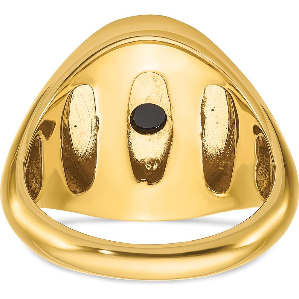 14K Yellow Gold Men's Ring with Oval Onyx and 2 Round Diamonds - 0.041 Carats Total Diamond Weight by IBGoodman
