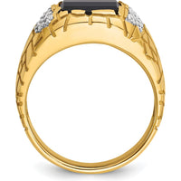 14K Yellow Gold Men's Ring with Rectangular Onyx and 1/4 Carat AA Quality Diamonds by IBGoodman