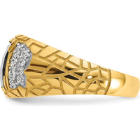 14K Yellow Gold Men's Ring with Rectangular Onyx and 1/4 Carat AA Quality Diamonds by IBGoodman