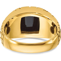 14K Yellow Gold Men's Ring with Rectangular Onyx and 1/4 Carat AA Quality Diamonds by IBGoodman