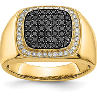 14K Yellow Gold Men's Ring with Round Black and White Diamonds - 0.58 Carat Total Diamond Weight by 0