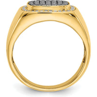 14K Yellow Gold Men's Ring with Round Black and White Diamonds - 0.58 Carat Total Diamond Weight by 0