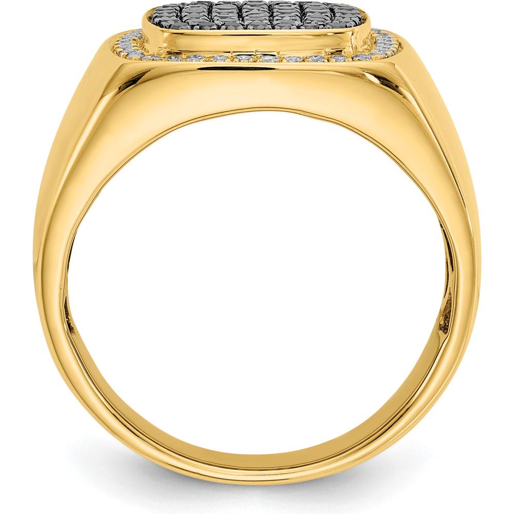 14K Yellow Gold Men's Ring with Round Black and White Diamonds - 0.58 Carat Total Diamond Weight by 0