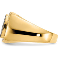 14K Yellow Gold Men's Ring with Round Black and White Diamonds - 0.58 Carat Total Diamond Weight by 0