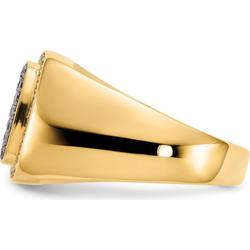 14K Yellow Gold Men's Ring with Round Black and White Diamonds - 0.58 Carat Total Diamond Weight by 0